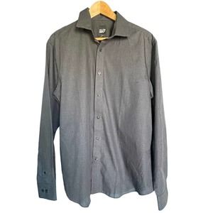 William Rast Slim Fit Stretch Button Up Shirt Mens L Blck/Gray Check Long Sleeve